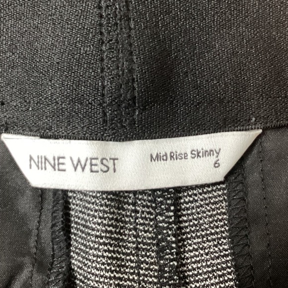 Nine West Womens Skinny Mid Rise Pants Black Gray Textured Stretch Size 6 - Picture 7 of 14